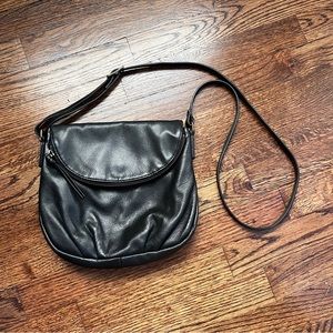 Margot Black Leather Crossbody Purse